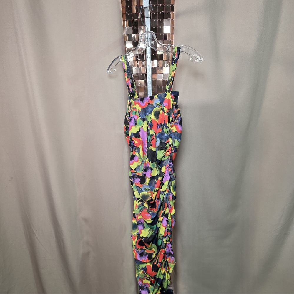 24. Rachel Roy Multi Colour Neon Print Dress Size 4 P2P 15-16 L 34 - Picture 6 of 7